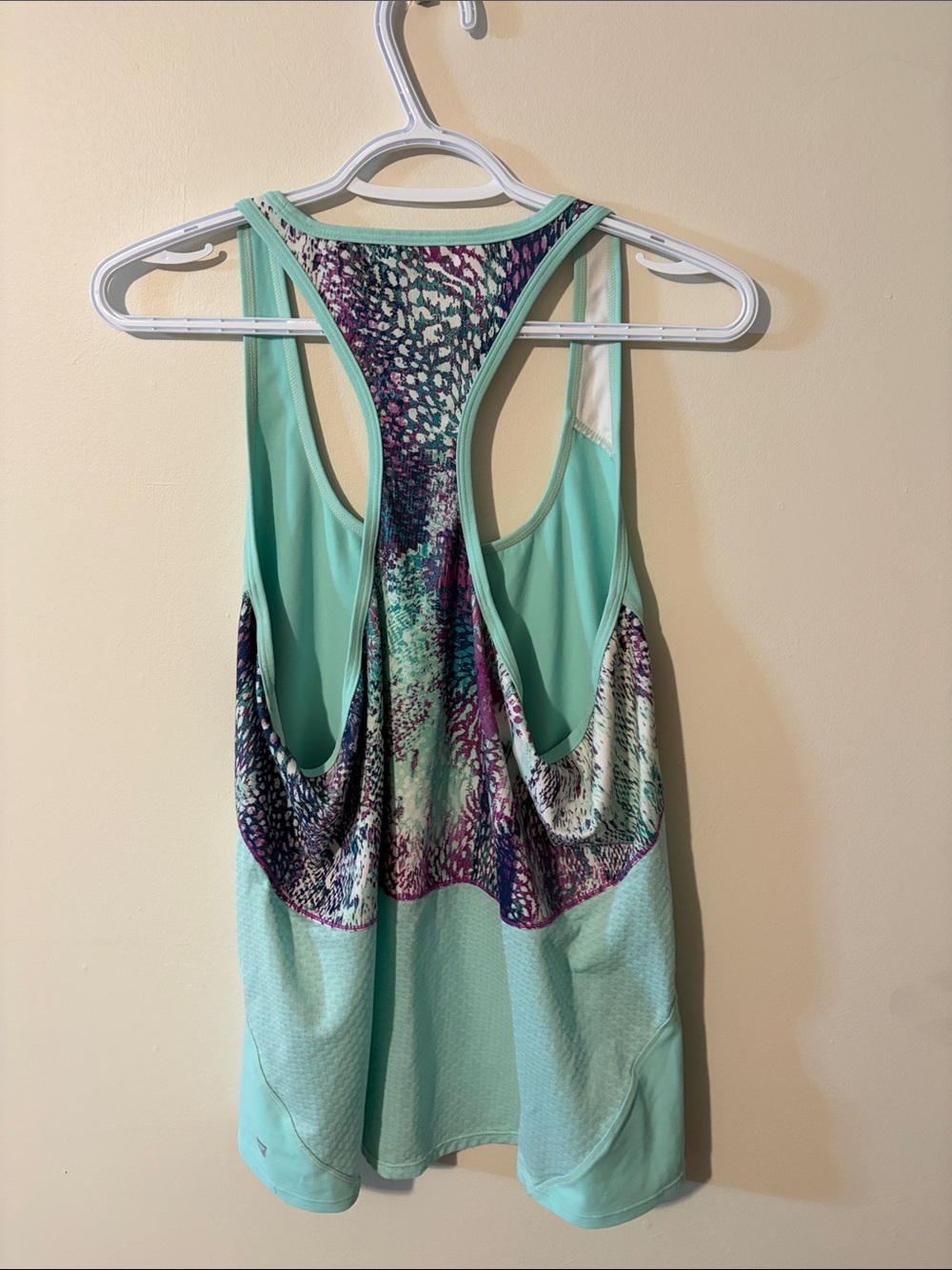 Fabletics Mint Green Racerback Tank with Patterned Straps - Picture 3 of 3